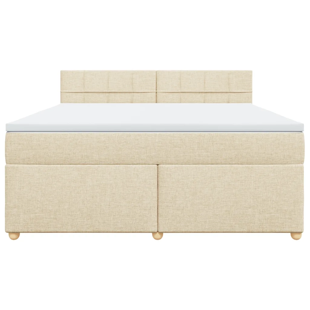 Giroletto a Molle con Materasso Crema 180x200 cm in Tessuto