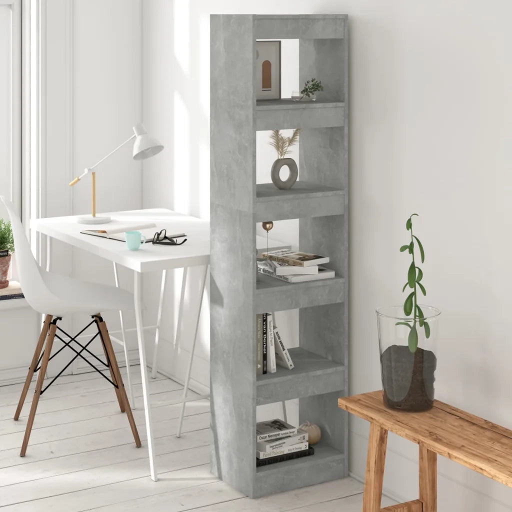 Libreria Divisorio-Scaffale per Libri-Mobile di Stoccaggio Grigio Cemento 40x30x166 cm