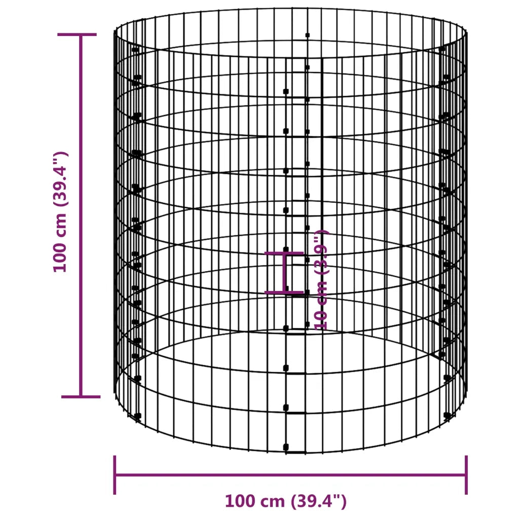 Compostiera da Giardino Ã˜100x100 cm in Acciaio Zincato cod mxl 40650