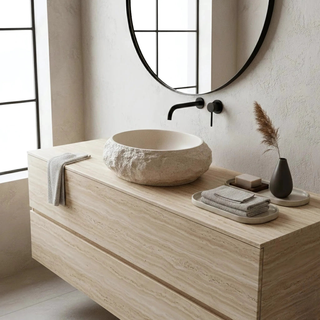 Lavabo Da Appoggio Rea Mika Warm Beige