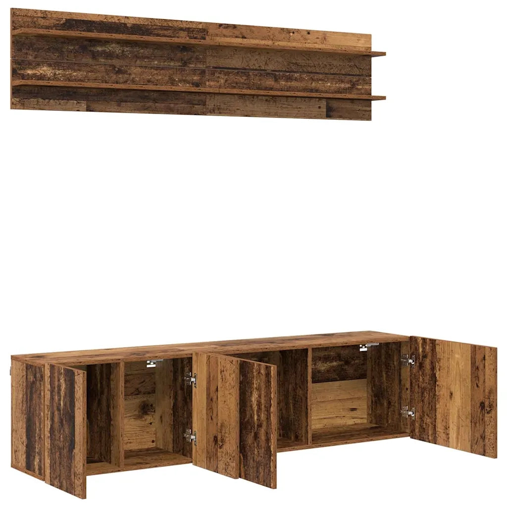 Mobile TV 6 pz-Set di 6 Credenza per TV Legno vecchio Legno multistrato