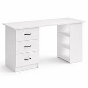 Scrivania Moderna Con 3 Cassetti E 3 Vani A Giorno Struttura In MDF Resistente Design Minimal Ideale Per Ufficio Studio Cameretta E Smart Working 120 X 49 X 72 Cm Bianco