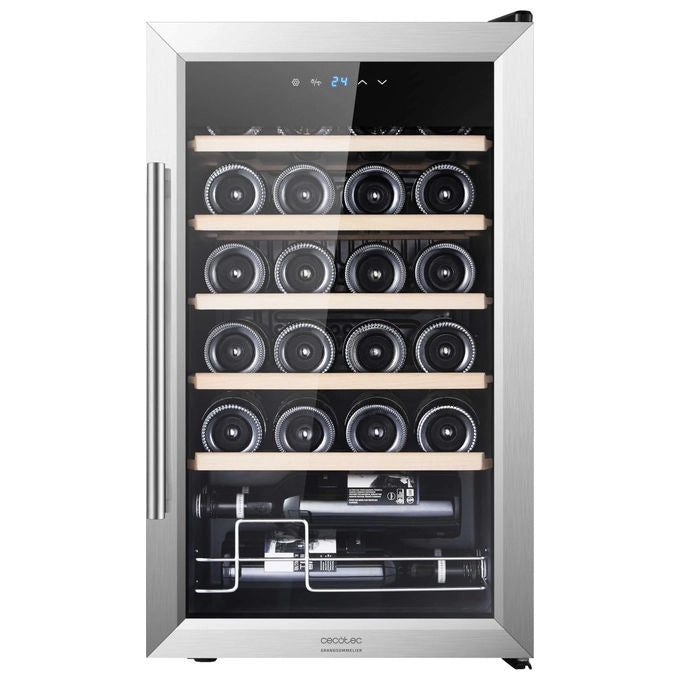 Cecotec Frigorifero per Vini Enoteca 00125, 24 Bottiglie, 5-18°C, Acciaio Inox