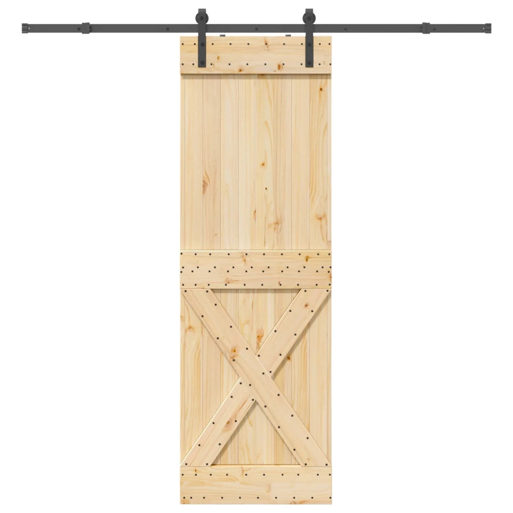 Porta scorrevole NARVIK Naturale e Nero 70 x 210 cm (213,5 cm) 3445353