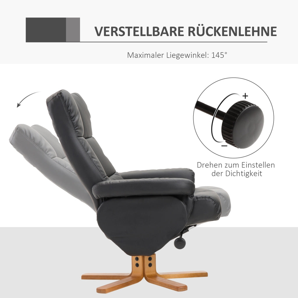 Poltrona Relax Reclinabile con Poggiapiedi ¨C Xylo ¨C Girevole 360¡ã Similpelle Nera
