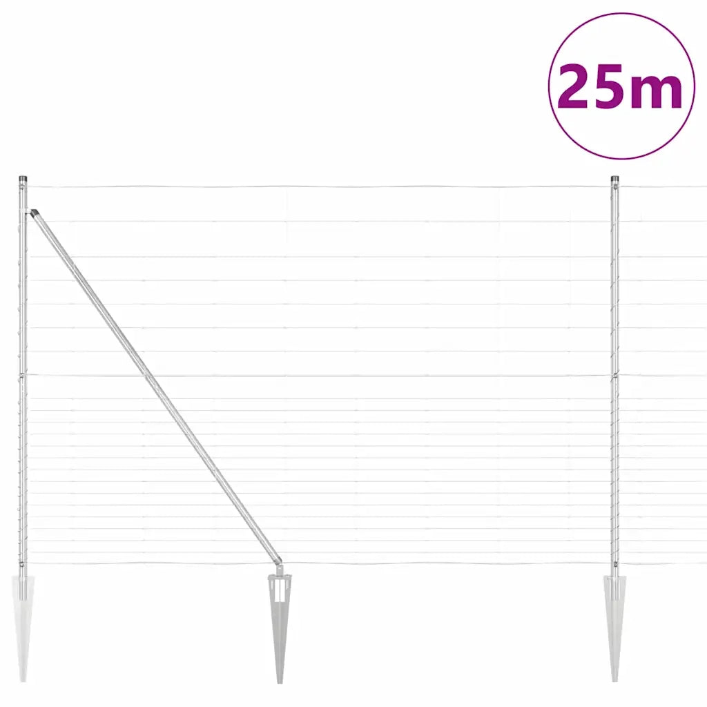 Palo della recinzione Zincato 25 x 1,6 m Acciaio