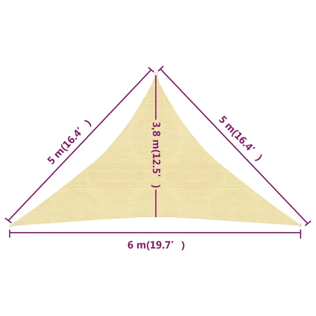 Vela ombreggiante 160 g/m² beige 5 x 5 x 6 m HDPE 02_0008986