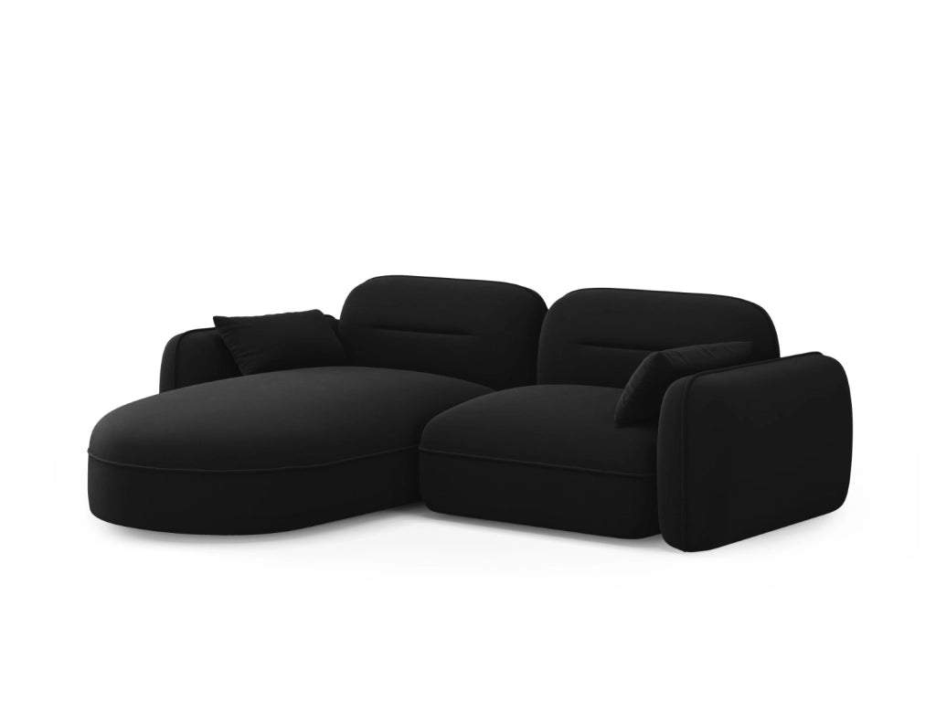 Cosmopolitan Design - Divano angolare modulare sinistro "Sydney" 3 posti in velluto nero 