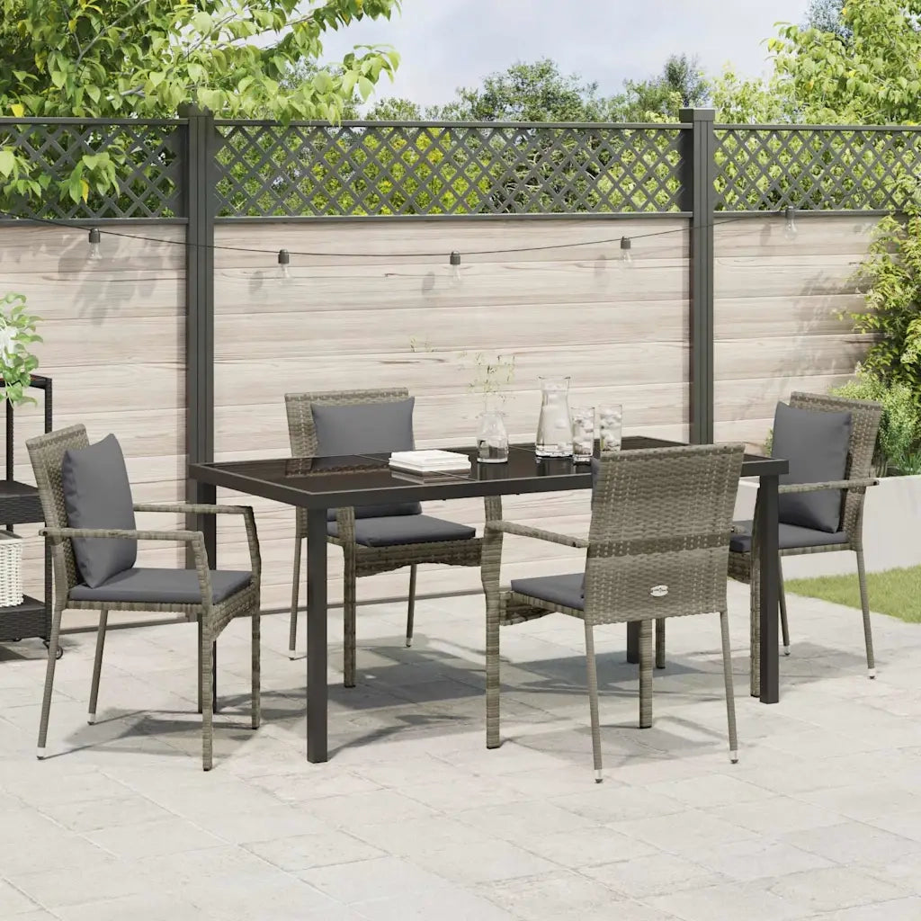 Set da Pranzo per Giardino con cuscino 5 pcs Grigio polyrattan 3380088