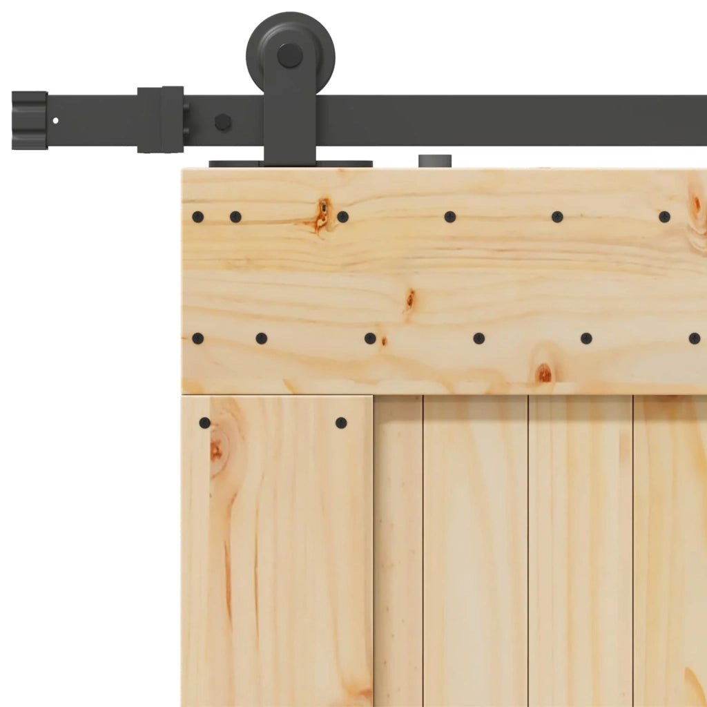 Porta scorrevole NARVIK Naturale e Nero 90 x 210 cm (213,5 cm)