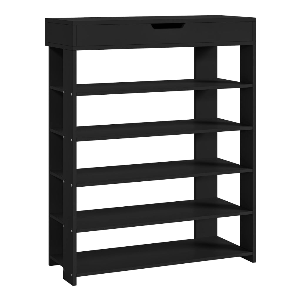 Scarpiera Boppeelo Scaffale a 5 Ripiani e Cassetto 94 x 75 x 30 cm - Nero [en.casa]