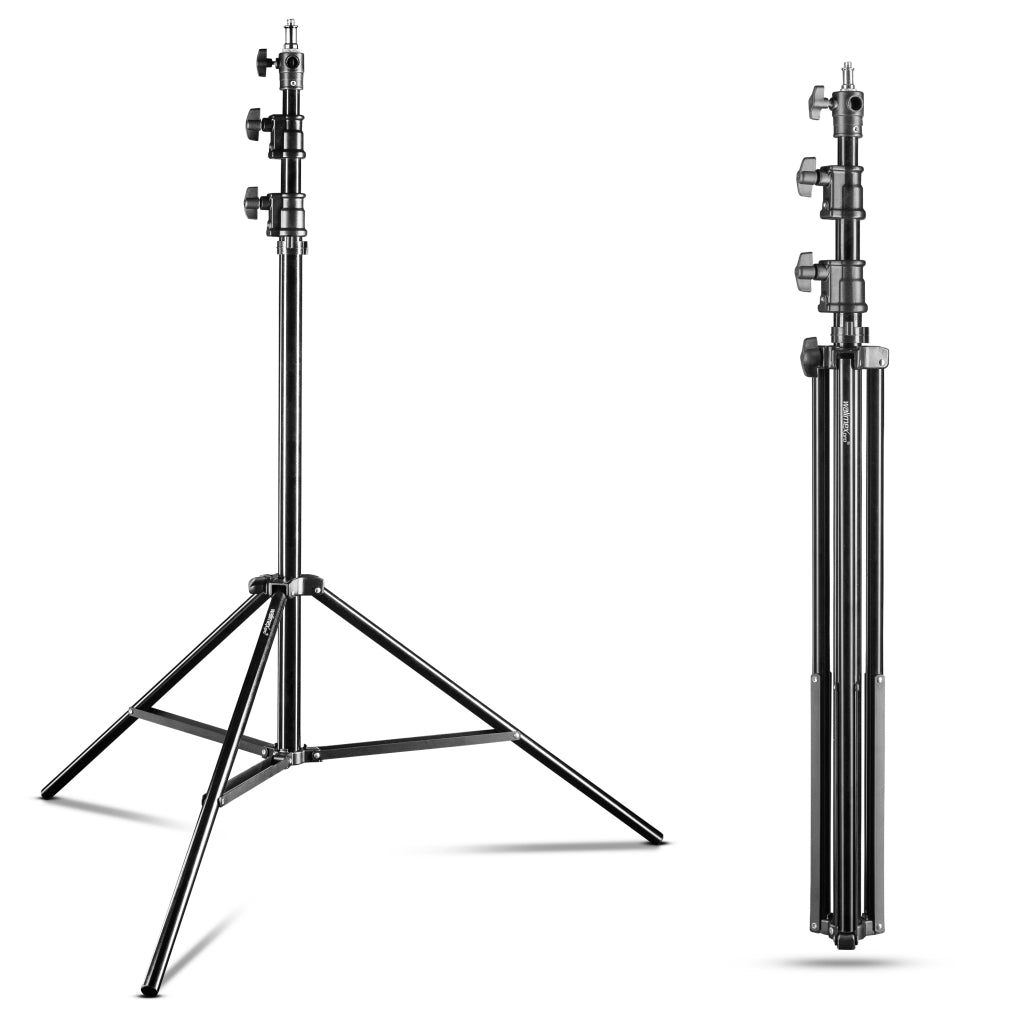 AIR 290 Deluxe Set 2 stativi per luci, altezza max 290 cm, cavalletto fotografico per flash con capacità di carico di 7 kg, treppiede per studi fotografici e outdoor