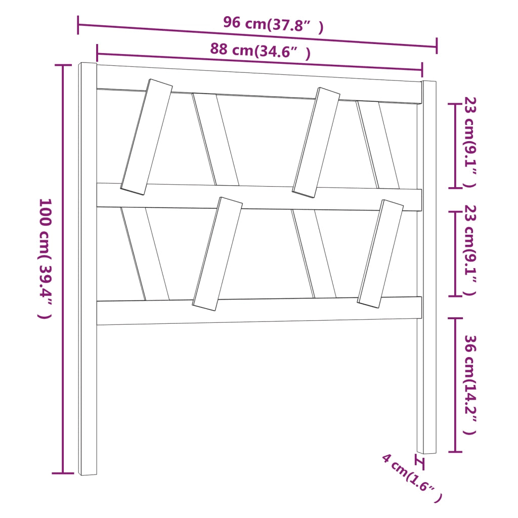 Testiera per Letto-Testata-Testiera Decorativa Nera 96x4x100 cm in Legno Massello di Pino 110155