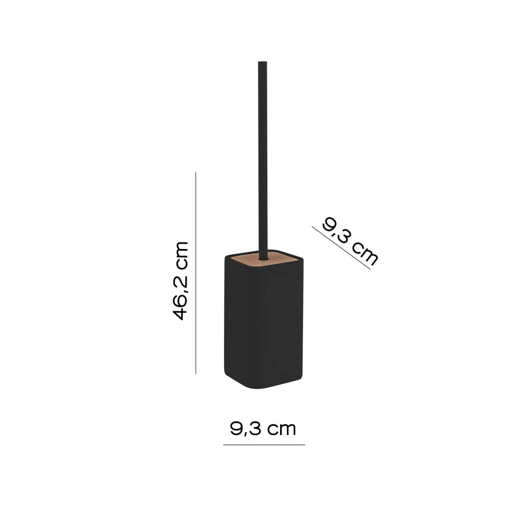 Scopino WC con ciuffo in setole d'appoggio in resina e bambù 1333 Gedy serie NINFEA Nero Matt