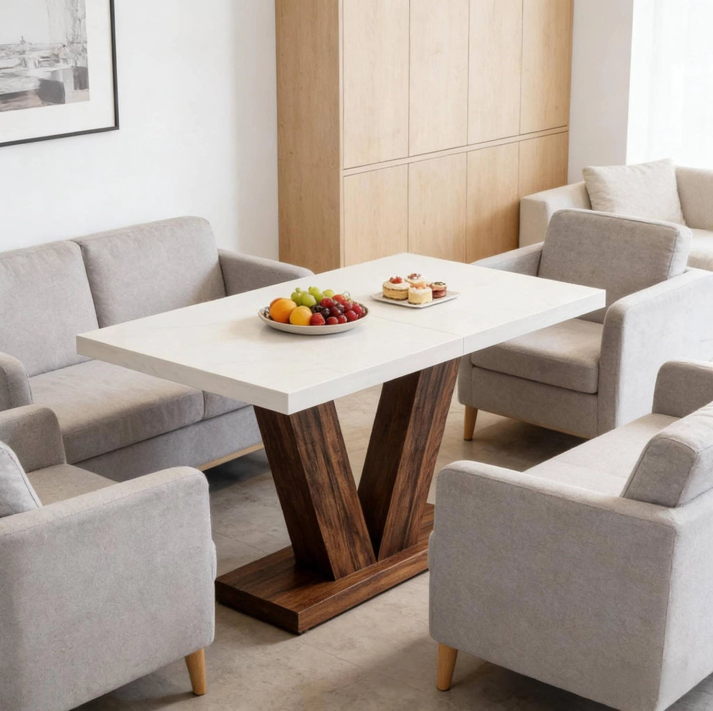 Tavolo da pranzo rettangolare 120x80x75 cm in legno; stile rustico; marrone rustico e bianco