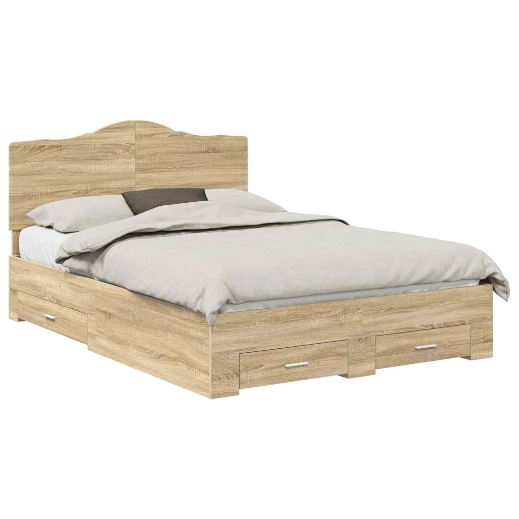 Struttura del letto con testiera Rovere Sonoma 150 x 200 cm