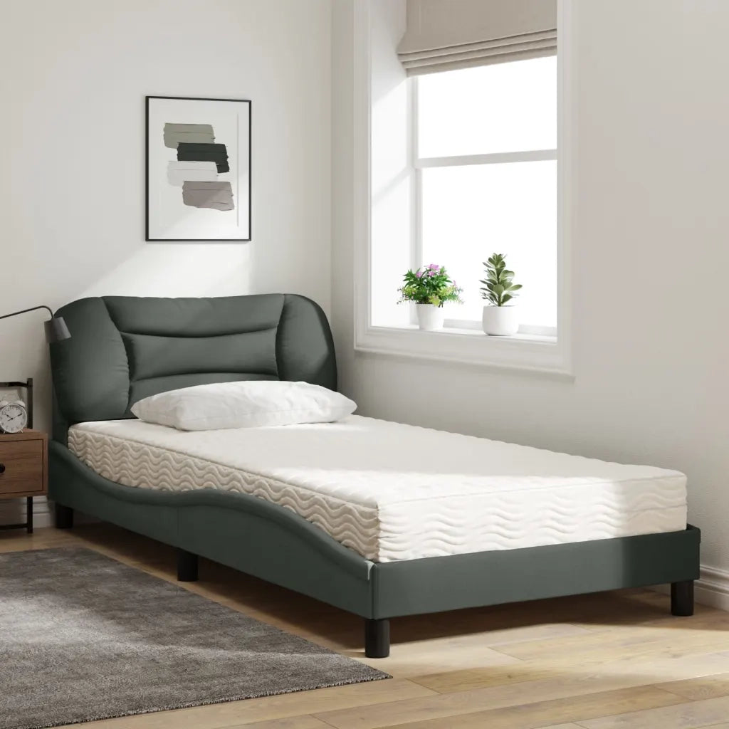 Letto con Materasso Hvar Grigio Scuro 100x200 cm in Tessuto 3208514