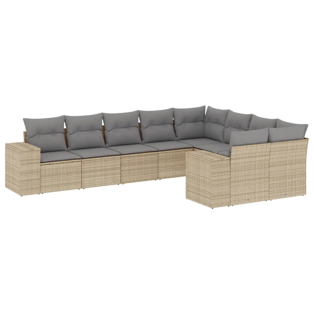 Set Divano da Giardino 9 pz con Cuscini Beige in Polyrattan 3255376