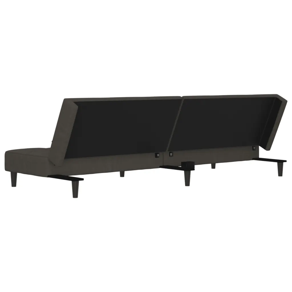 Divano Letto a 2 Posti con 2 Cuscini Grigio Scuro in Velluto 375808
