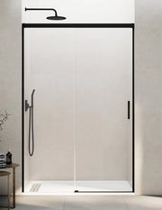 Porta doccia scorrevole 1+1 THALASSA (BASIC) 150 cm Profilo Nero vetro trasparente