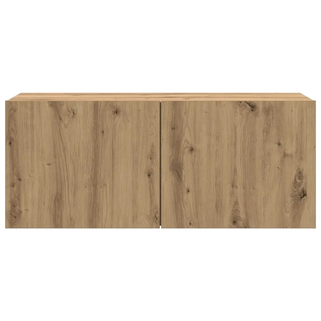 Mobile porta TV a parete pratico e dal design moderno con vani contenitori 100 x 30 x 41 cm realizzato in legno di rovere ingegnerizzato finitura artigianale 02_0051171