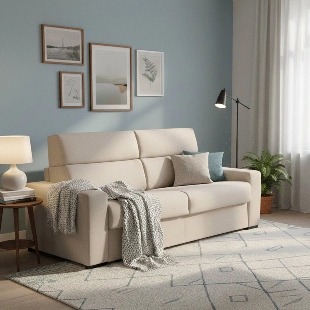 Quindici, Divano Letto 3 Posti Sfoderabile Made in Italy, 220x95 cm Grigio Tortora
