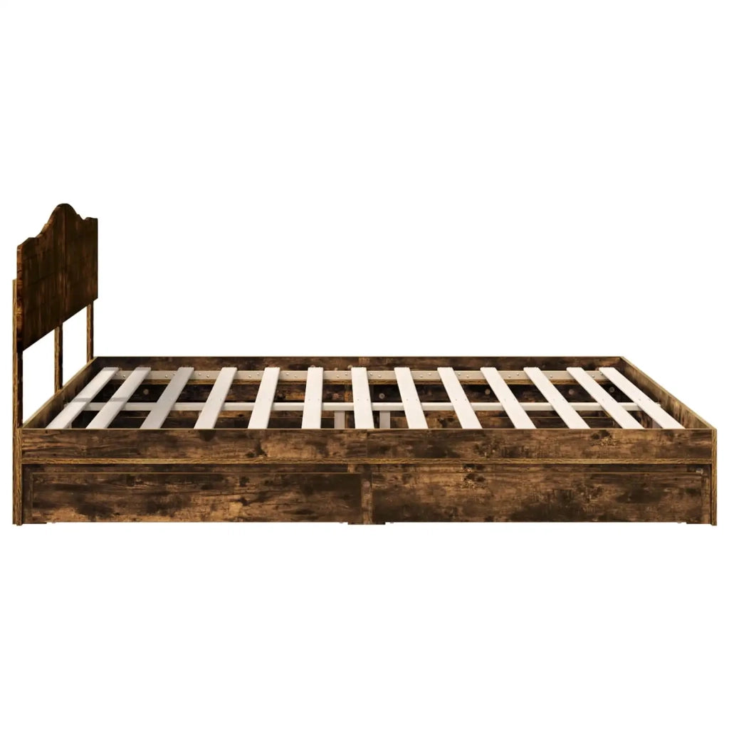 Letto con Contenitore con testiera Rovere fumé 180 x 200 cm
