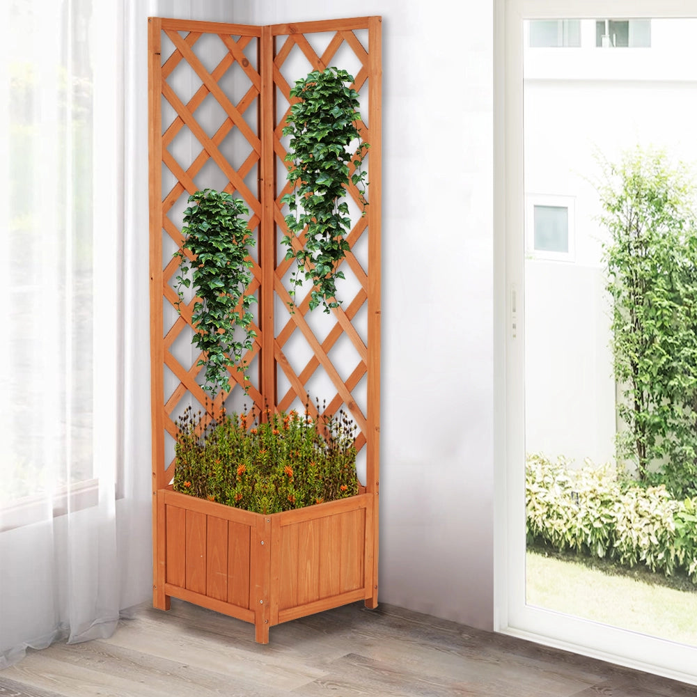 Fioriera Legno Frangivista Esterno Angolare per Piante Rampicanti 40x40H145cm