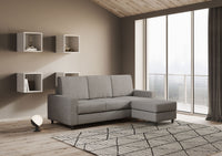 Divano 3 Posti con Pouf 208x155x85 cm Sakar in Tessuto Grigio