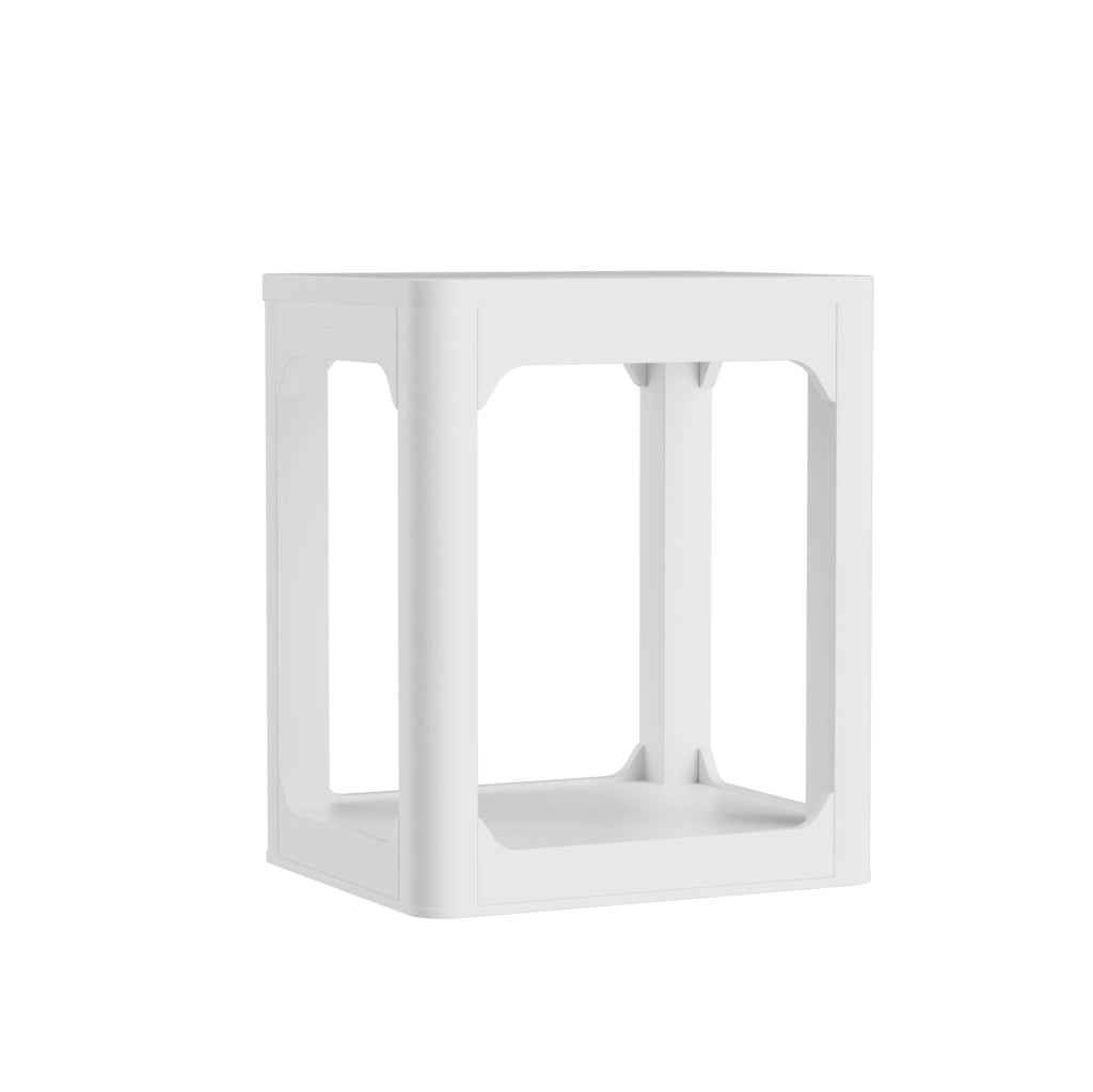 Set di 2 tavolini laterali a 2 ripiani in MDF bianco