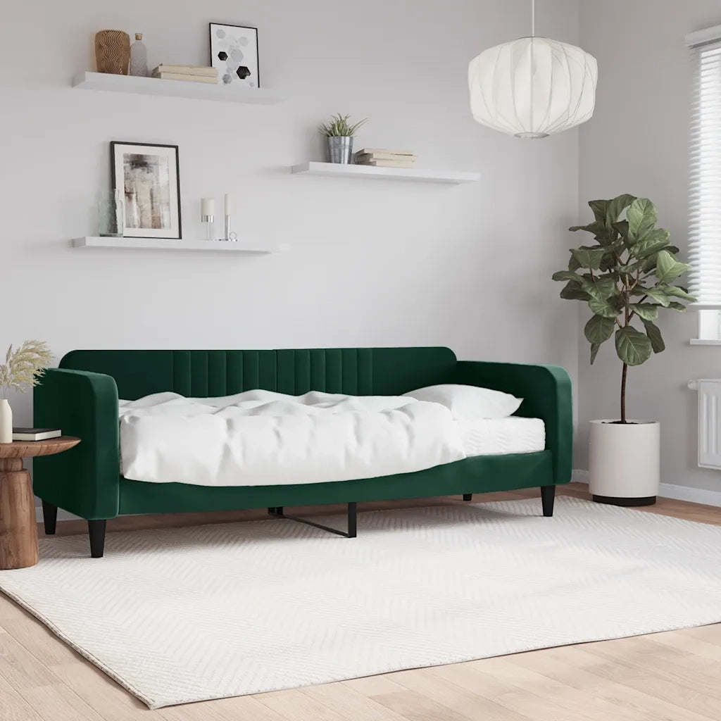 Divano Letto con Materasso Verde Scuro 80x200 cm in Velluto 3197034