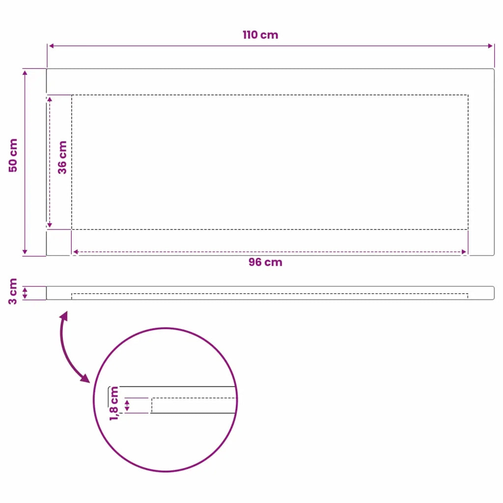 Piano del Tavolo Rettangolare 90 x 50 x 3,5 cm Rettangolare 938247