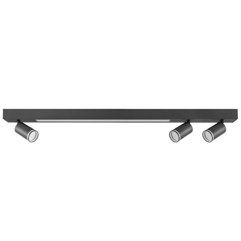 Faretto soffitto 4 luci nero su barra LED 24W Polux