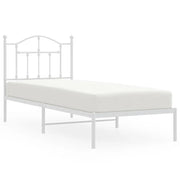 Letto singolo | Letto per adulti | Giroletto con Testiera Metallo Bianco 90x200 cm