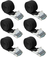 Cintura di sostegno, 6-pack, 150 kg, 1 metro cintura di sostegno, larghezza 25 mm, cintura di sostegno, cinturoni di fissaggio regolabili con chiusura a molla per trasporto, carico, bagaglio, campeggio - nero