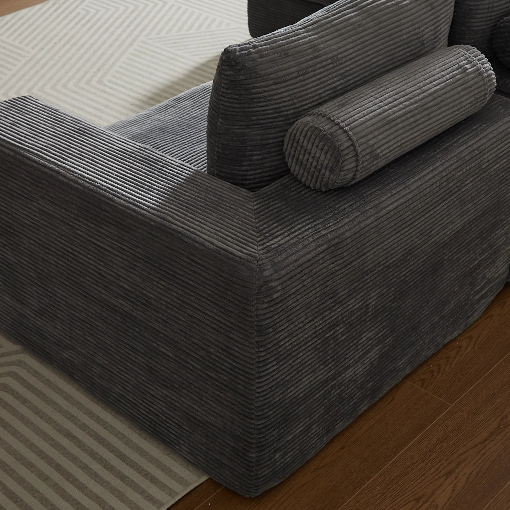 Divano modulare con chaise longue - con 3 cuscini e seduta reversibile - grigio scuro