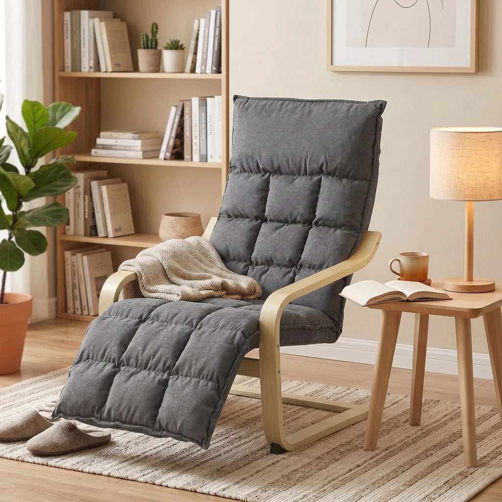 Poltrona Relax Reclinabile con Poggiapiedi in Tessuto Grigio ¨C Zephmum ¨C 100x90x110