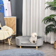 Divanetto per cani e gatti in velluto grigio 86 x 55 x 33 cm