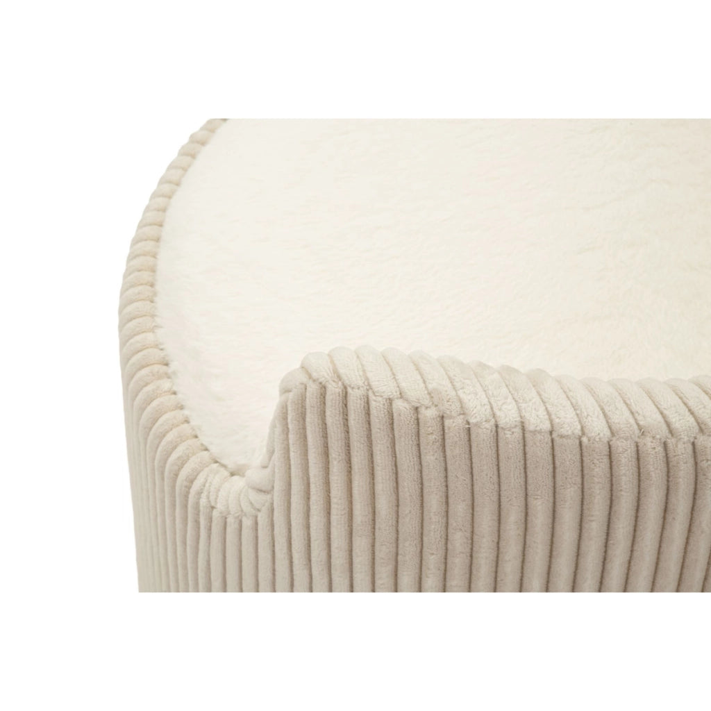 Pouf Dublino in tessuto bianco con contenitore