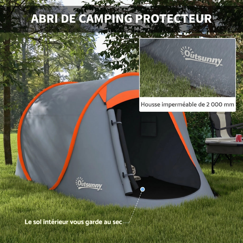 Tenda da campeggio pop up 2-3 persone con borsa ¨C zephmum ¨C 245x148x105 cm grigio