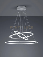 DURBAN SOSPENSIONE LED 75W  8900lm, 3000KTRIPLO ANELLO ACCIAIO SATINATO INTENSITA' REGOLABILE A SCATTO D. 80CM