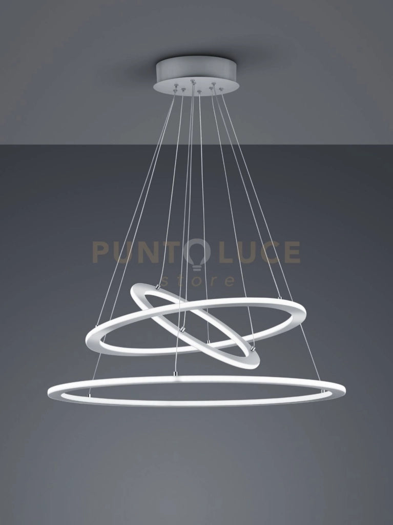 DURBAN SOSPENSIONE LED 75W  8900lm, 3000KTRIPLO ANELLO ACCIAIO SATINATO INTENSITA' REGOLABILE A SCATTO D. 80CM
