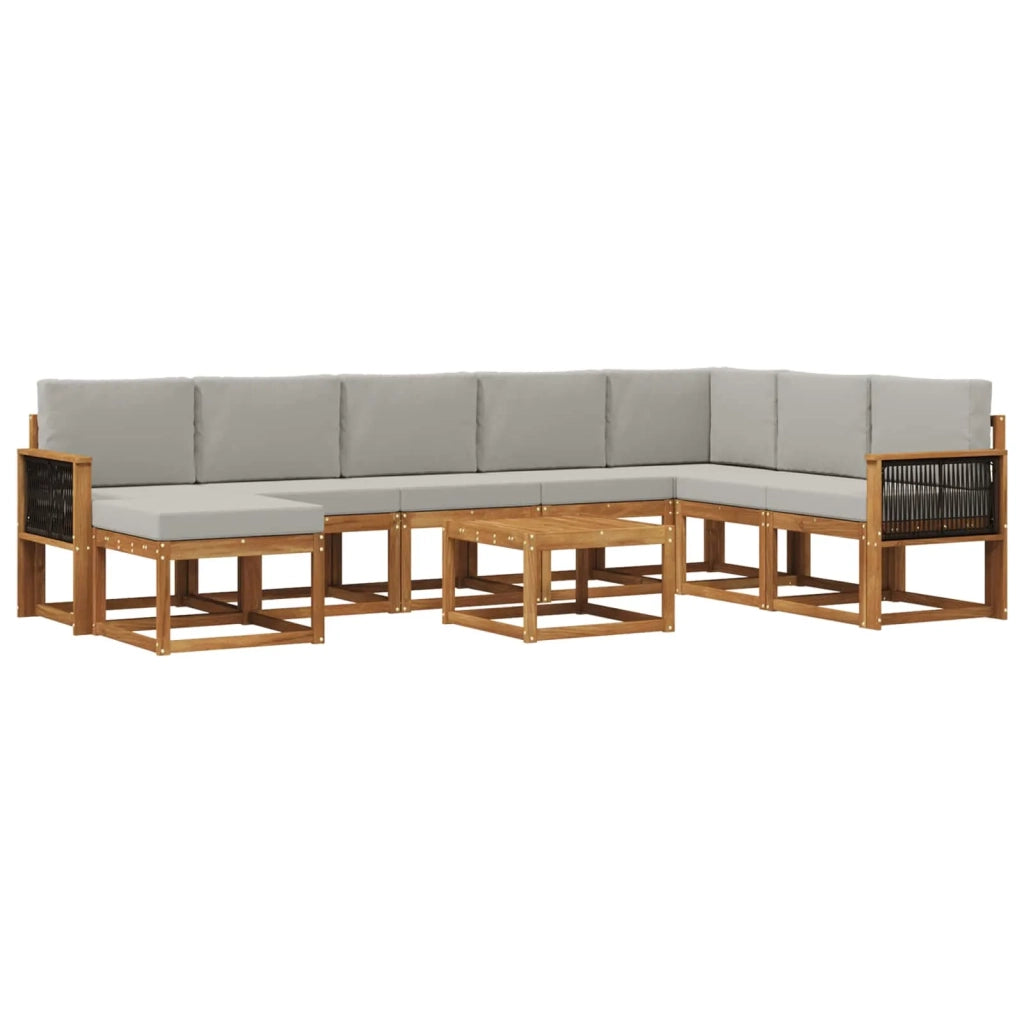 Set di divani da esterno 9 pz Naturale e Grigio Chiaro 3385472