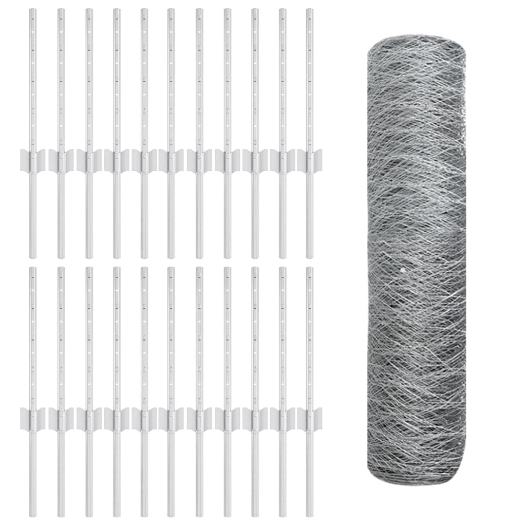 Posti per Recinzione  11 pz U-Channel 40 cm Acciaio Galvanizzato