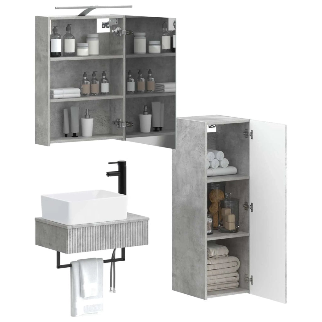 Set di Armadi da Bagno 4 pcs Grigio Cemento 50 x 14,5 x 70 cm 3407386