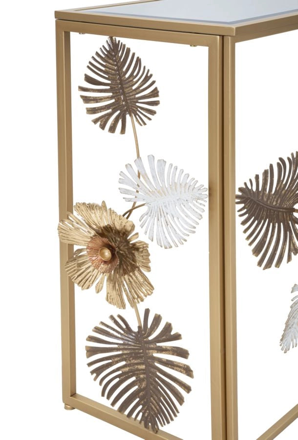 Console Glam Floris 113x40x80 cm in Ferro e MDF e Specchio Multicolor