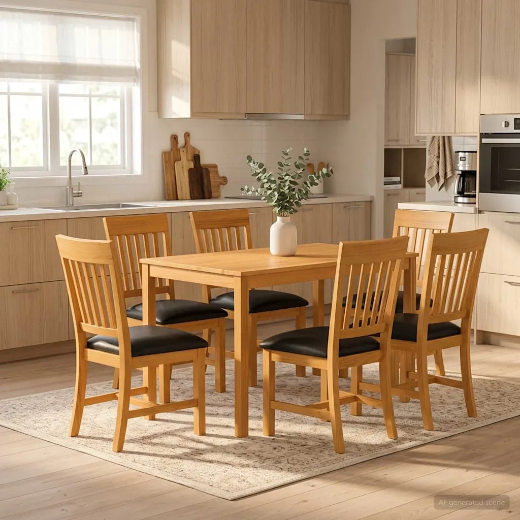 Set da pranzo 7 pz Nero Legno di Quercia Massello 3430258