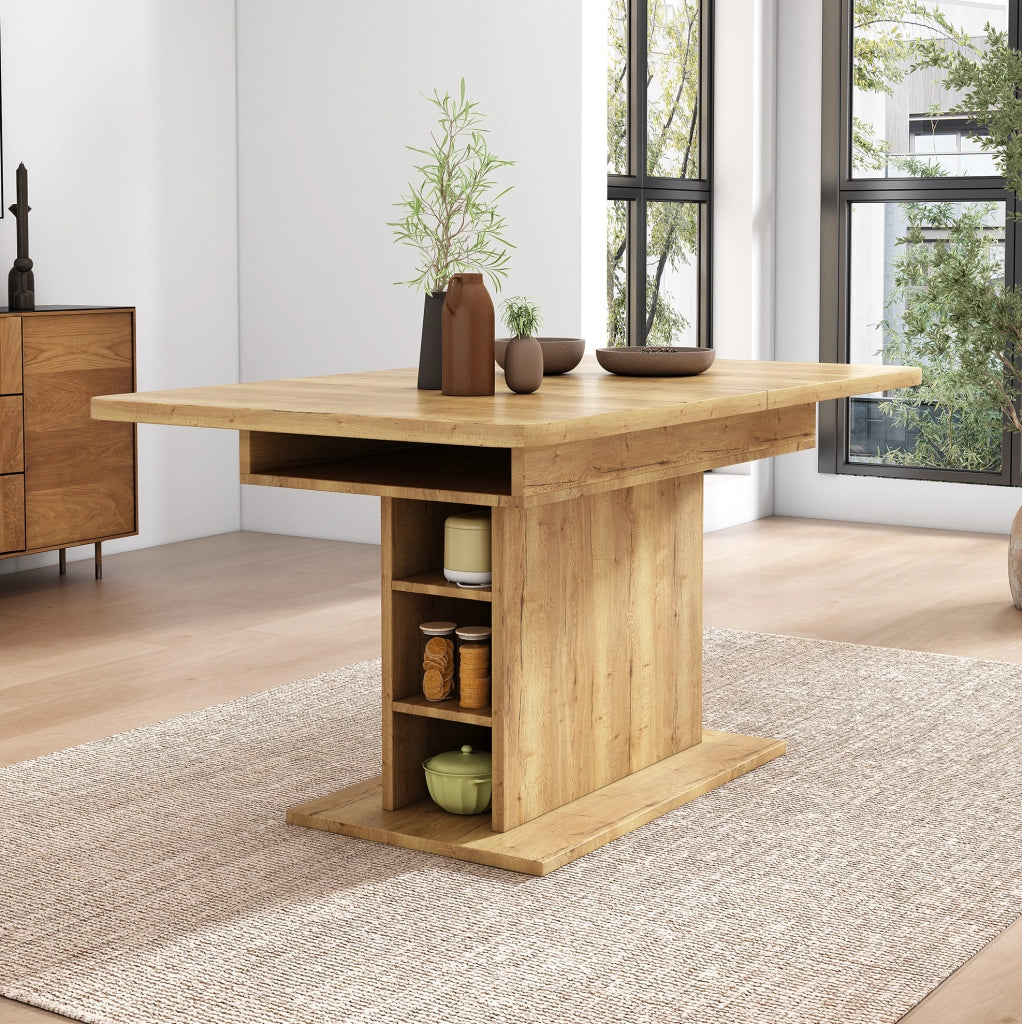 Tavolo da pranzo allungabile 110/130 x 70 x 75 cm in truciolare e metallo; naturale
