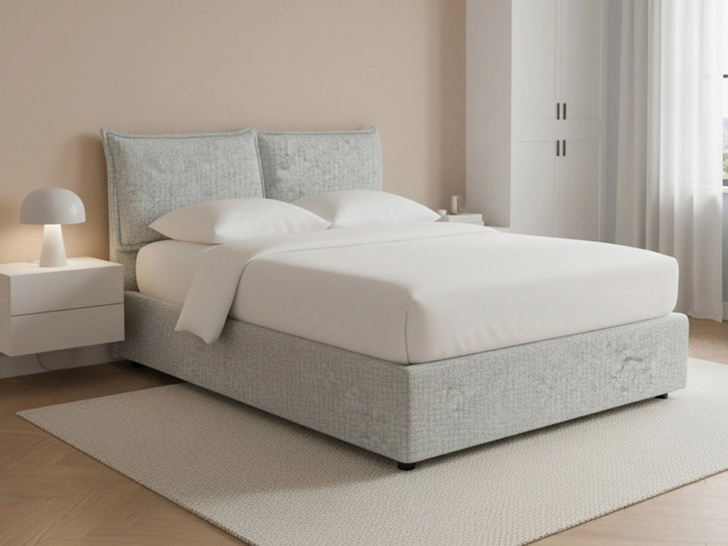 Malton, Letto Piazza e Mezza Sfoderabile Made in Italy, Grigio Chiaro