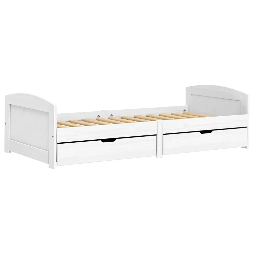Letto singolo | Letto per adulti | Dormeuse 2 Cassetti Bianca 90x200 cm Legno Massello Pino IRUN